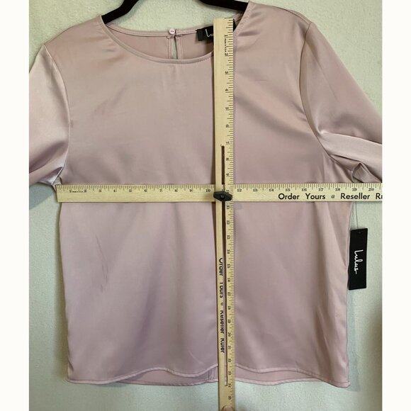 Lulus Dusty Pink Satin Top Size M Long Sleeves Quiet Luxury Romantic Soft Girl - Picture 4 of 10